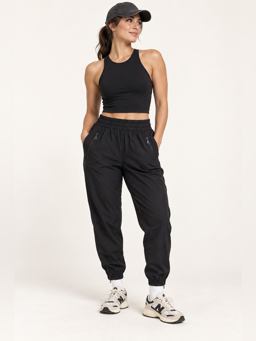 Girlfriend Collective Black Jogger Pants XS Zip Pockets Recycled Polyester